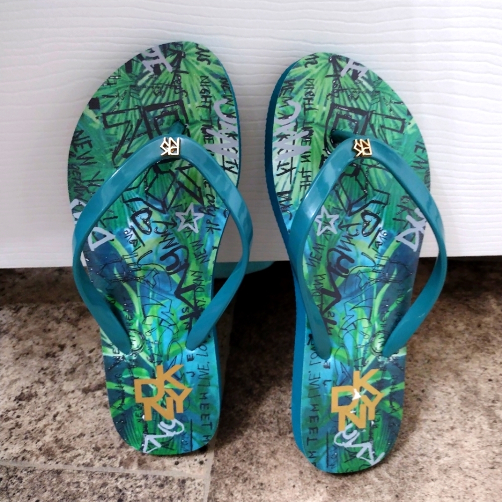 DKNY green flip flop